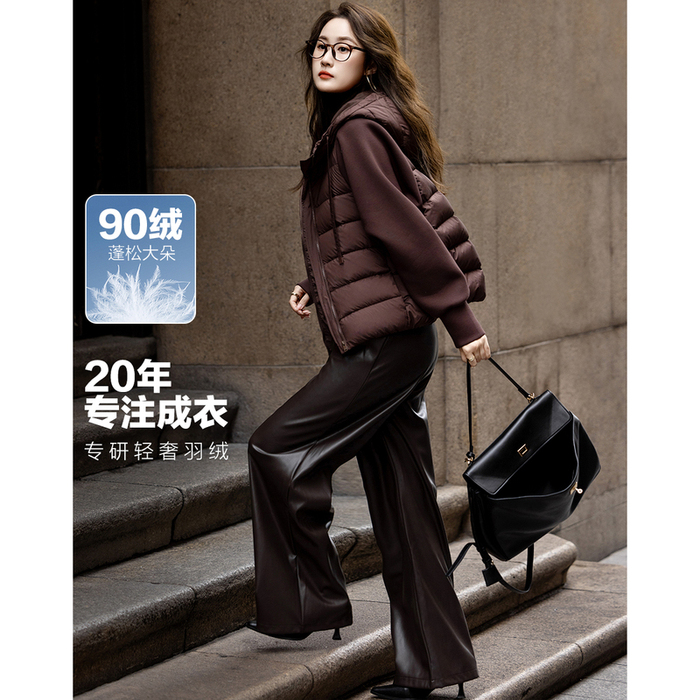 dme德玛纳冬季轻量感连帽90鸭绒空气层女式羽绒服G539421122216