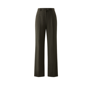 新款 PRICH时尚 2025冬季 裤 橡筋腰头女PRTCF4T04M 提花肌理直筒西装