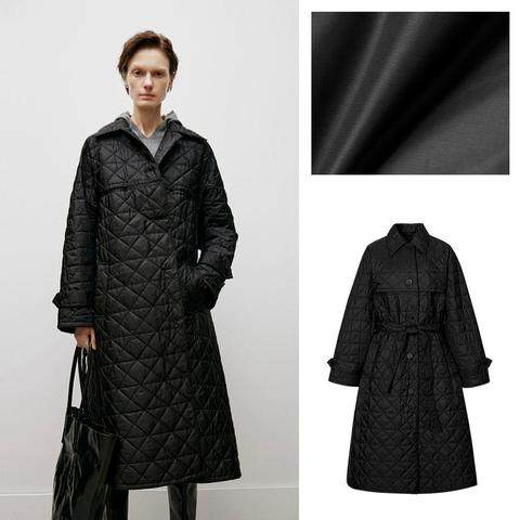 MM麦檬冬简约时尚收腰轻盈长款翻领棉服女5EA280931