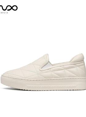 MUX迈思时尚潮流乐福鞋休闲纯色羊皮菱形格车线女鞋81894