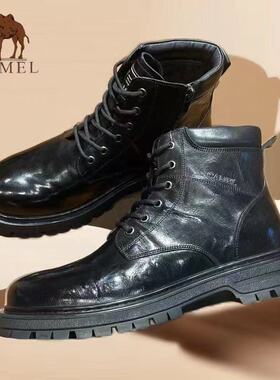 骆驼高端热卖男士时尚冬季加绒保暖高帮鞋Q14A005825