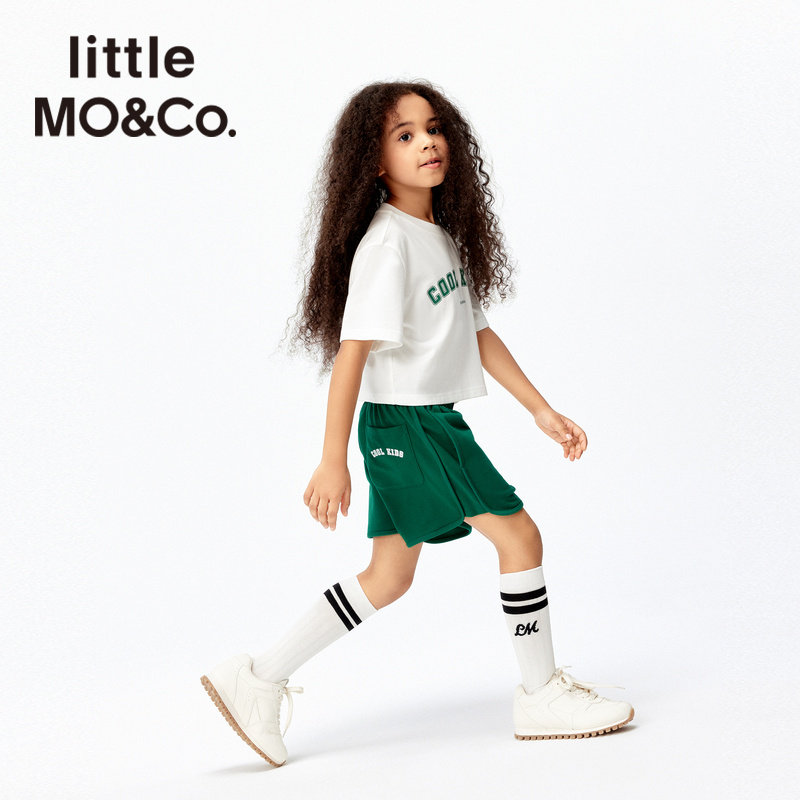 little moco童装 女童短袖T恤休闲短裤套装