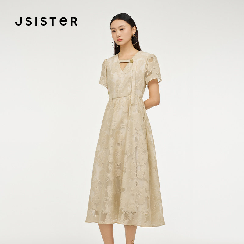 jsister 女装碎花收腰连衣裙图片