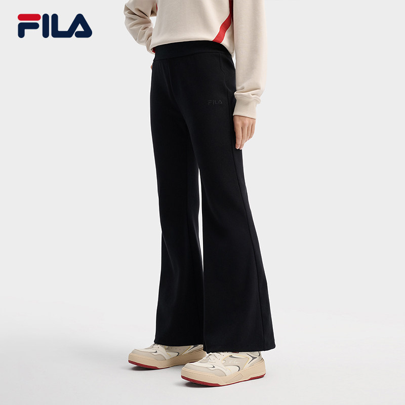 FILA 斐乐官方女士针织长裤2026春休闲舒适紧身微喇裤F11W619606F