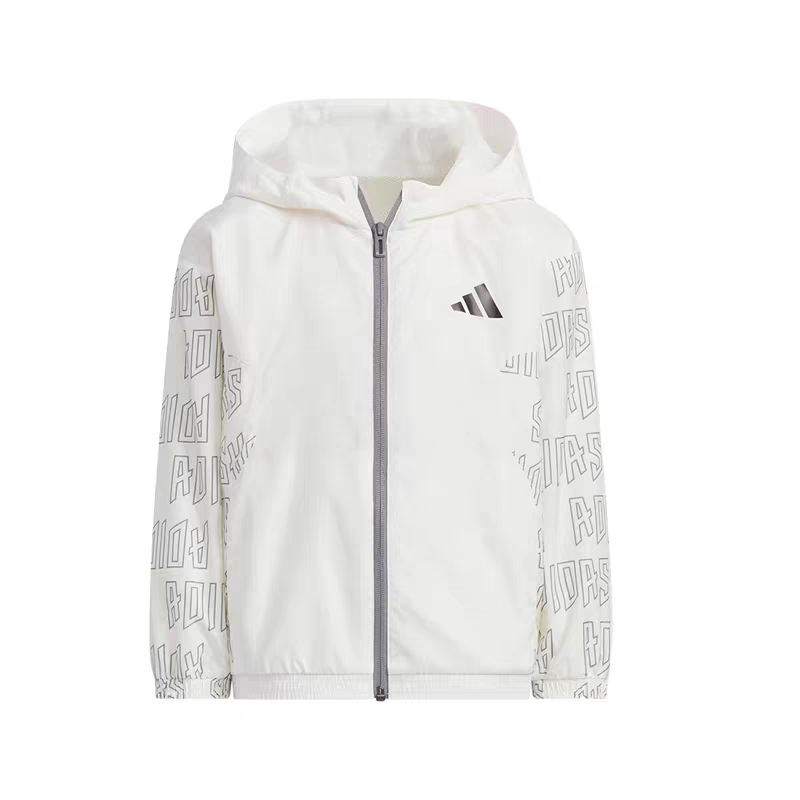 Adidas kids阿迪达斯童装男童拒水运动休闲连帽夹克KF4955
