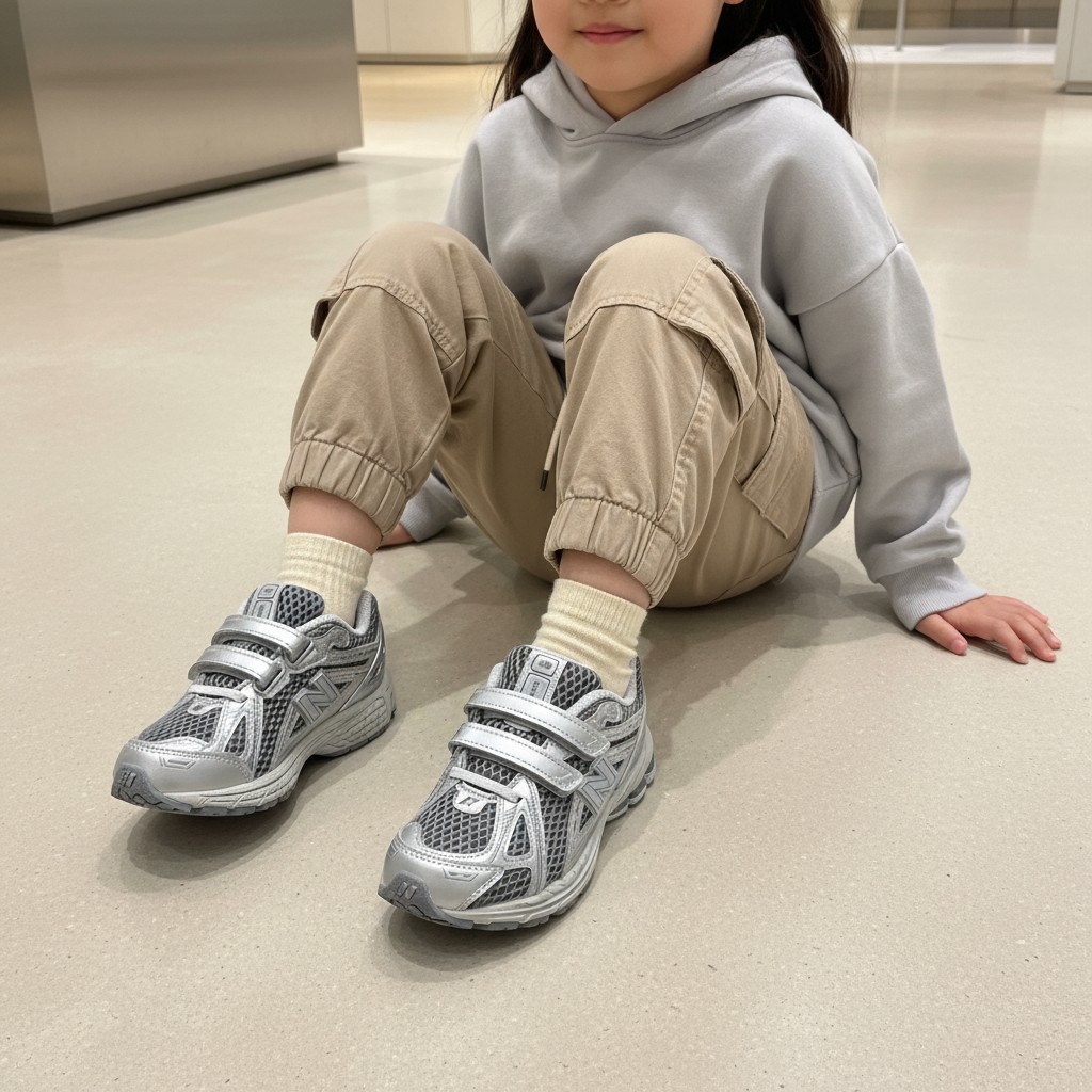 New Balance儿童银灰网面魔术贴休闲运动鞋NDPDGS2B83