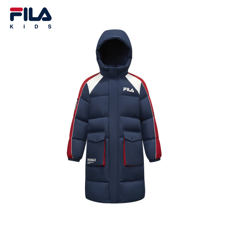 FILA斐乐儿童羽绒服2025年冬季新款男中大童长款外套K12B541908