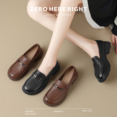 ZHR则则头层牛皮复古优雅乐福鞋女鞋2025金属衔扣小皮鞋KL02