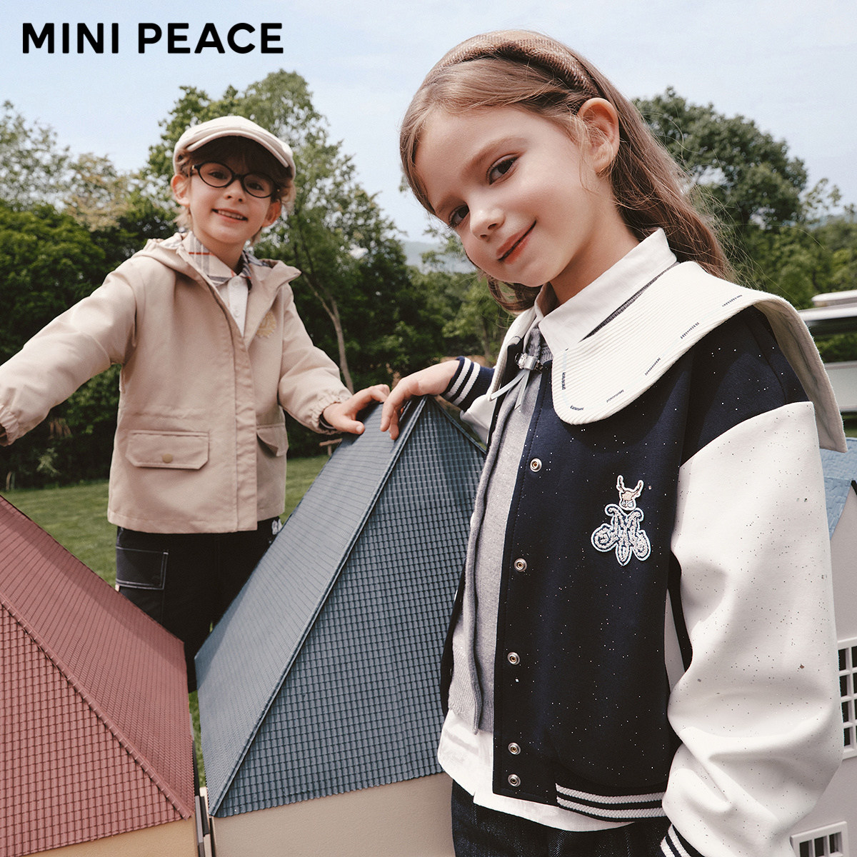 MINIPEACE太平鸟童装女童娃娃领外套儿童夹克 上衣F2BCF3376