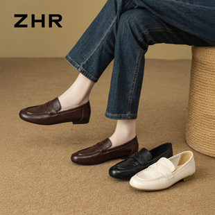 ZHR则则中口单鞋女秋冬款通勤风单鞋一脚蹬女鞋超软乐福鞋CE105