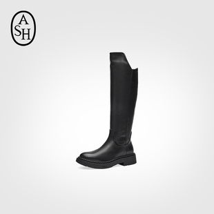 ASH女靴及膝长靴女粗跟骑士靴高筒靴AP301L40018
