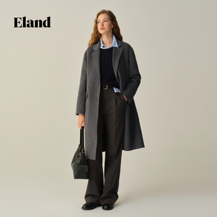 Eland毛呢外套女长款修身大衣2025冬季新款