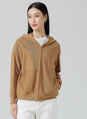 FEIZI/菲姿女士简约休闲短款卫衣外套2A139