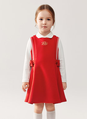 FILA斐乐童装连衣裙2026年春女童小童新年两件套裙子K11G614303