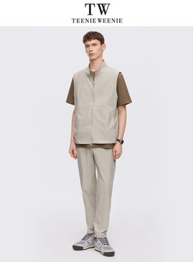 TeenieWeenie小熊男装2024春季纯色休闲运动马甲TNVW2412B4S