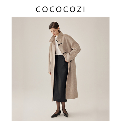 COCOCOZI 秋冬简约气质通勤时尚牛角扣女大衣243CO047D