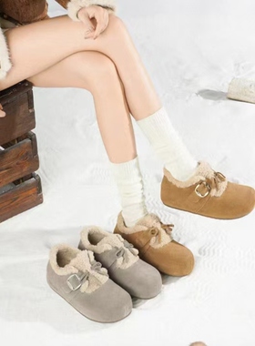 Safiya索菲娅保暖蝴蝶结雪地靴全包勃肯鞋女短靴SFD411A410