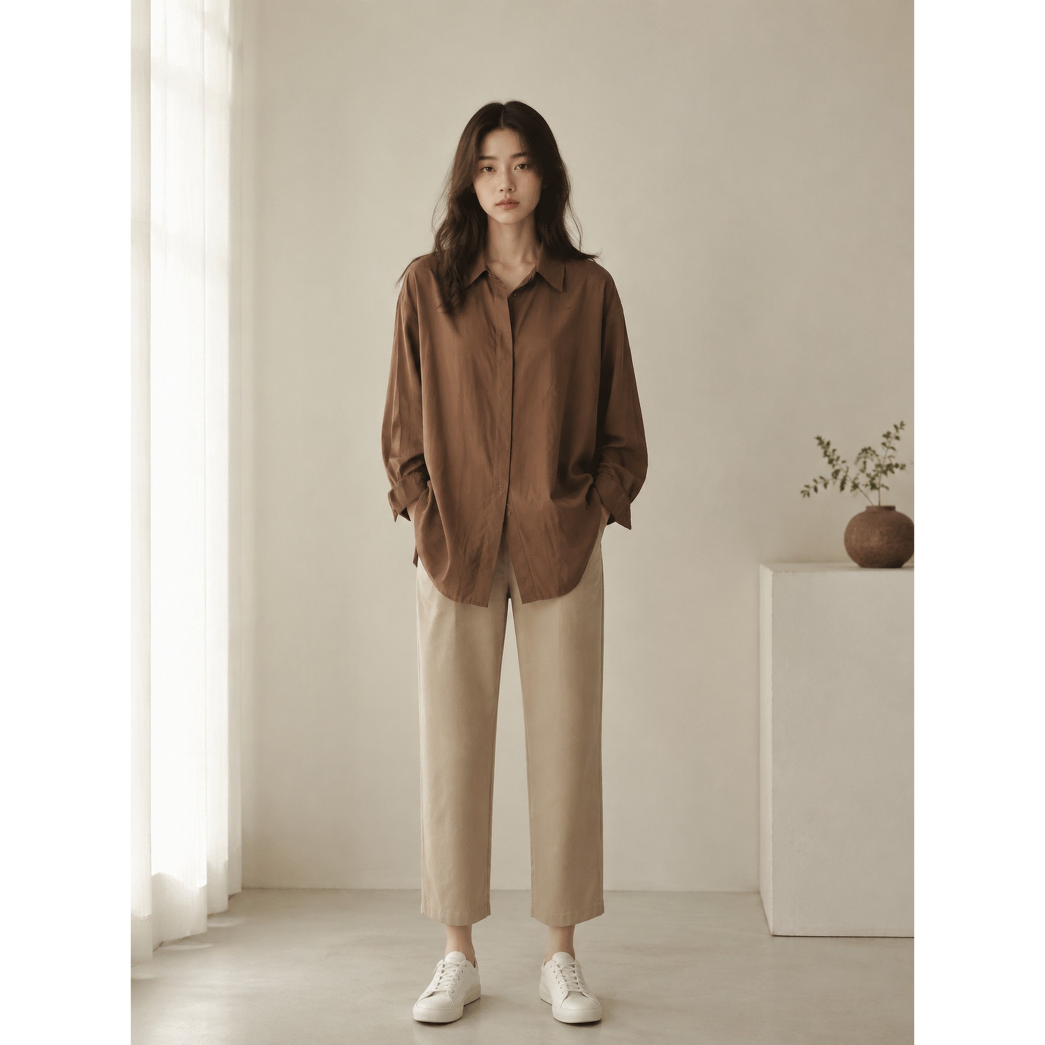 Levi’s李维斯春秋女士BLUETAB休闲宽松焦糖色衬衫006UD-0000