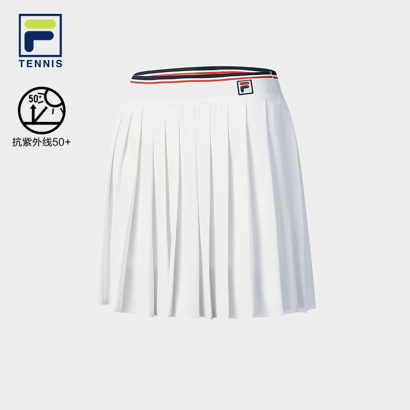 FILA 斐乐官方女士针织裙2025冬新款网球百褶裙半身裙A11W543317F