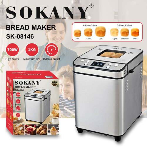 跨境SOKANY08146面包机自动智能吐司机早餐面包烘焙机BREAD MAKER