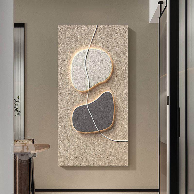 石来运转玄关装饰画led灯画背景墙3d立体壁画高级感过道走廊挂画