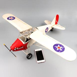 美式螺旋桨式飞机模型铁皮手工艺品客厅橱窗柜收藏摆件装饰品挂件