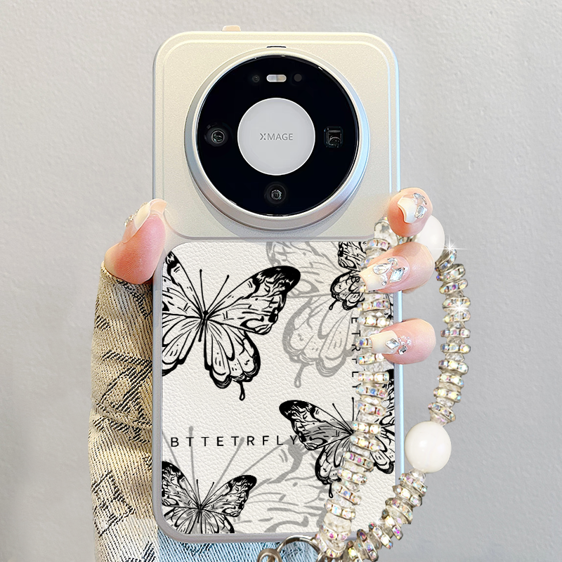 适用华为mate80手机壳2026新款pura70pro蝴蝶mate60pro撞色80promax小羊皮70pro+高级感p80硅胶女手链保护套