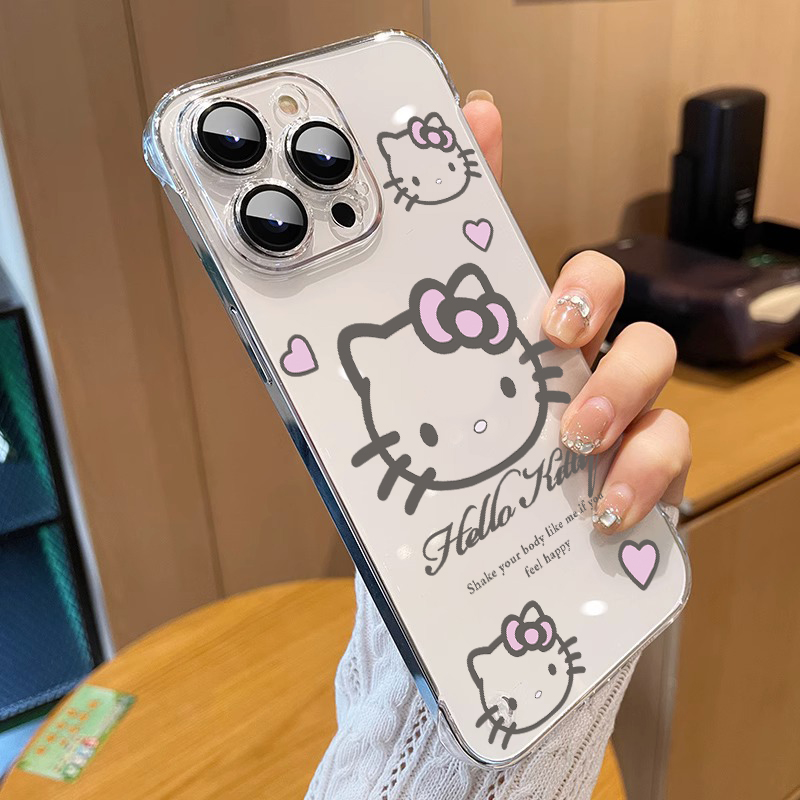 【夏季新款】适用苹果16pro手机壳超薄iphone15promax无边框14可爱kitty猫13简约plus高级感12透明11全包防摔
