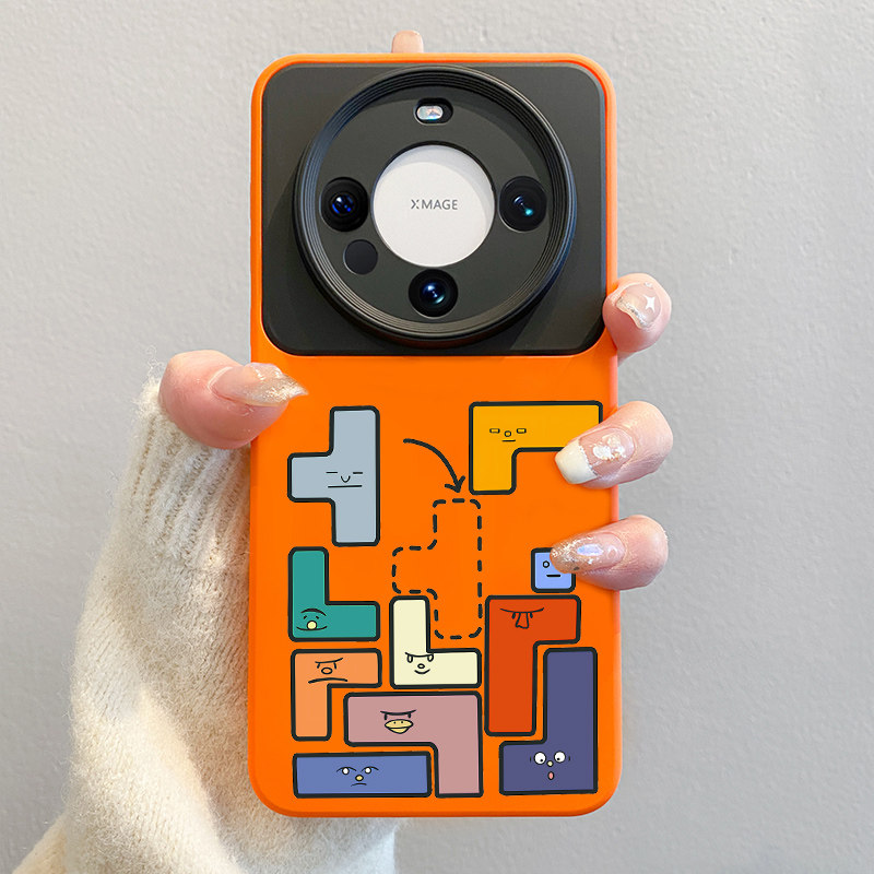 俄罗斯方块适用华为mate60pro手机壳小众不撞款m60pro新款液态硅胶mate50pro全包镜头m40pro软壳mate30外pro+