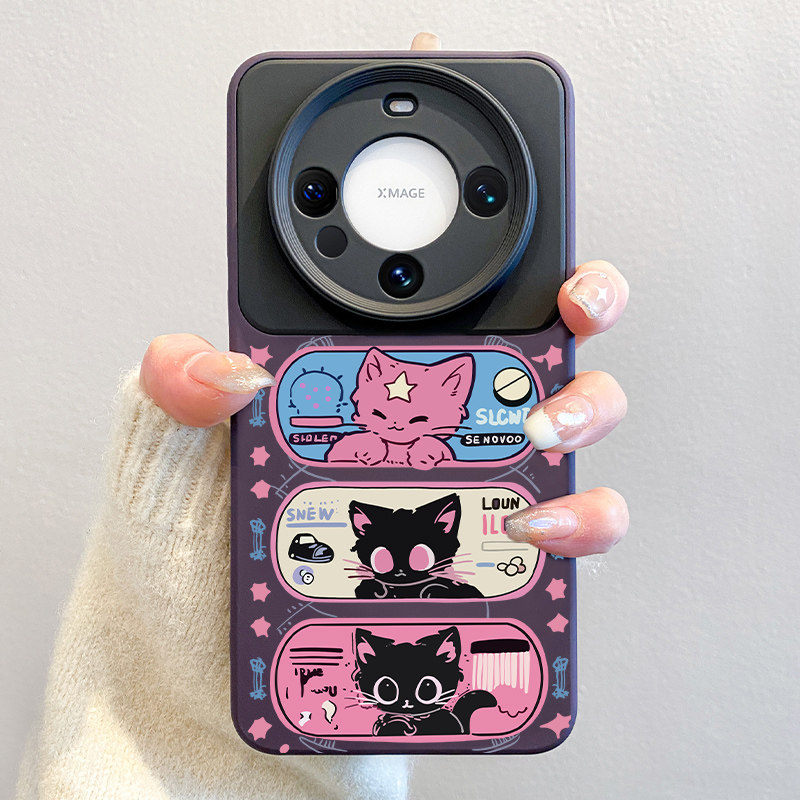 可爱猫咪适用华为mate60手机壳2026新款pura70pro卡通女款保护套m60pro镜头全包pro+防摔50液态硅胶40软壳30