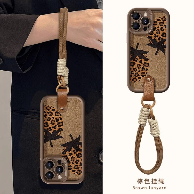 适用苹果16promax手机壳新款14简约16pro创意13小羊皮15promax带挂绳iPhone16小众12秋冬时尚11防摔女款plus