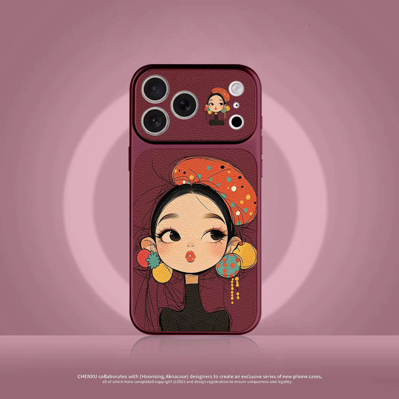 摩登女孩适用苹果iPhone18Pro手机壳新款樱桃红17Promax小羊皮带磁吸16/15pm全包防摔14Pro网红款18pm女13