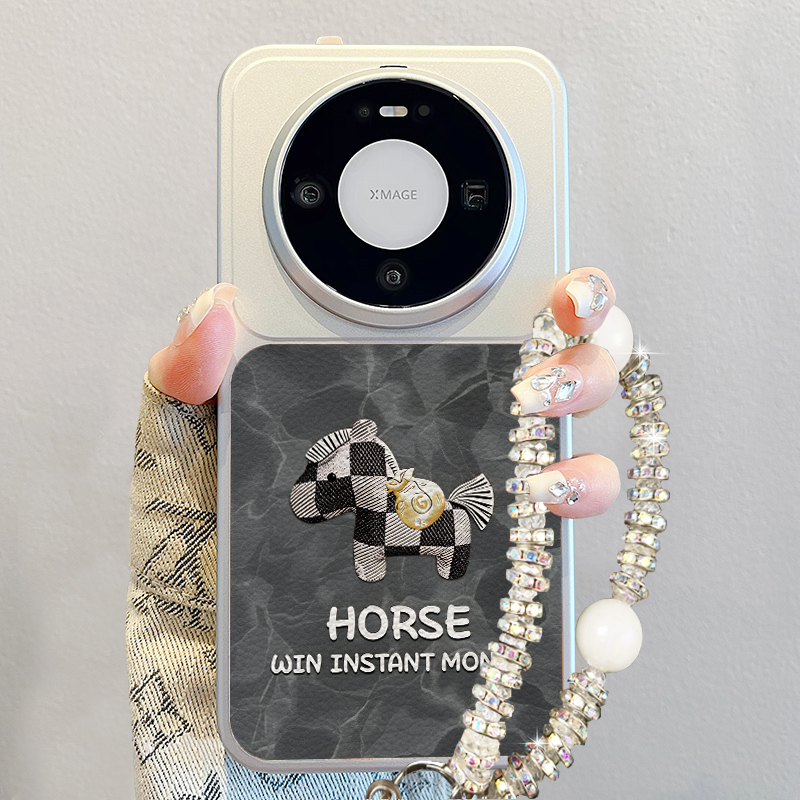 2026限定款适用华为mate80手机壳新款pura70pro女promax高级感60pro+手链巨好看卡通小马70pro撞色小羊皮p80