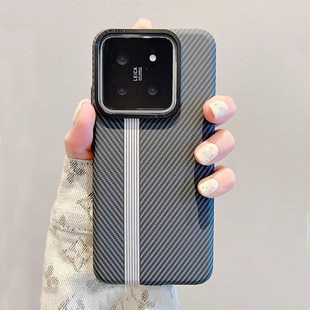 适用小米14手机壳碳纤维纹14pro高级感超薄防摔13磁吸充电13pro散热凯金属镜头xiaomi男女芳高档夫拉保护套纶