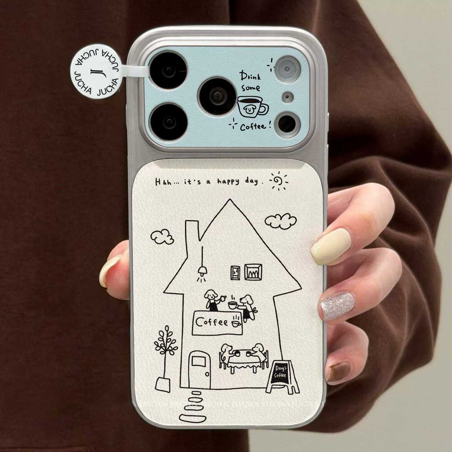 撞色小羊皮适用苹果iPhone18pro手机壳新款硅胶17promax镜头全包15秋冬小众防摔16pm卡通14/13创意保护套小众
