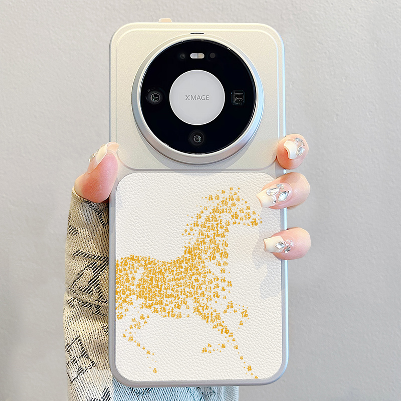 2026百福马适用华为mate80手机壳新款mate70pro撞色小羊皮promax高级感mate60pro马年卡通pura70pro硅胶p80女