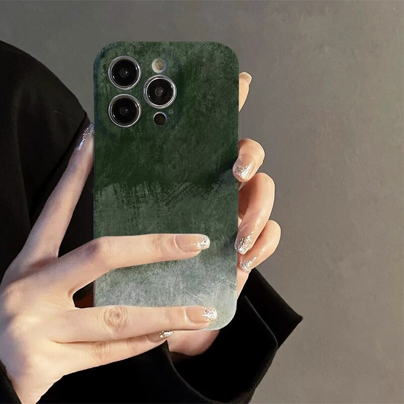 2025绿色油画适用苹果手机壳