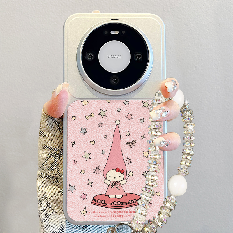 适用华为mate80手机壳新款pura70pro简约可爱Kitty猫mate60pro卡通promax女70pro+高级感小羊皮p80硅胶带手链