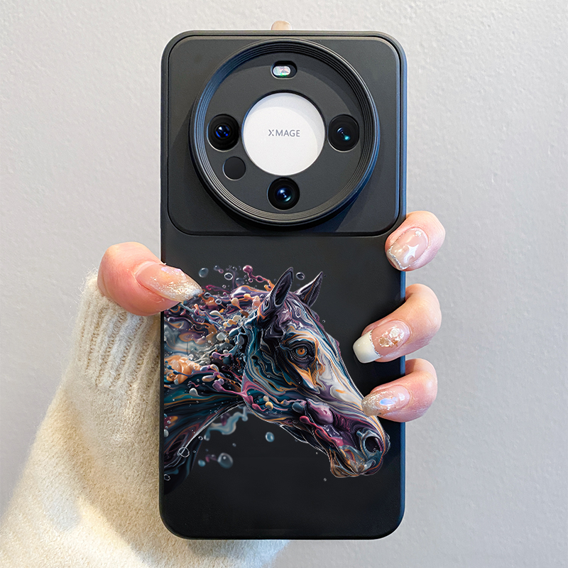 油画小马适用华为mate80手机壳马年2026新款pura70pro创意mate60pro撞色硅胶软70pro+高级感男士50女40不撞款