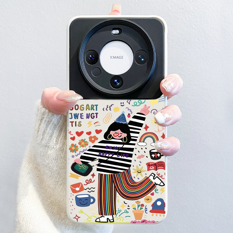 快乐女孩适用华为mate60pro手机壳mate40pro小众高级感50新款m60全包镜头60pro+网红女款30个性硅胶防摔软壳