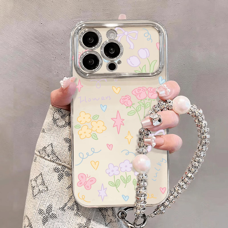 【秒变17】适用苹果15手机壳带手链16新款14promax简约小众高级感13金属支架12全包镜头软壳plus女款11防摔