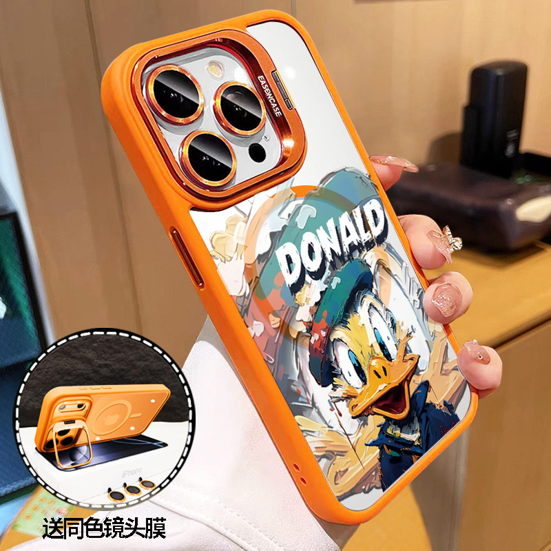 【隐形支架】适用苹果17promax手机壳新款迪士尼air支点iphone16透明磁吸15pro全包防摔14卡通高级感13保护套