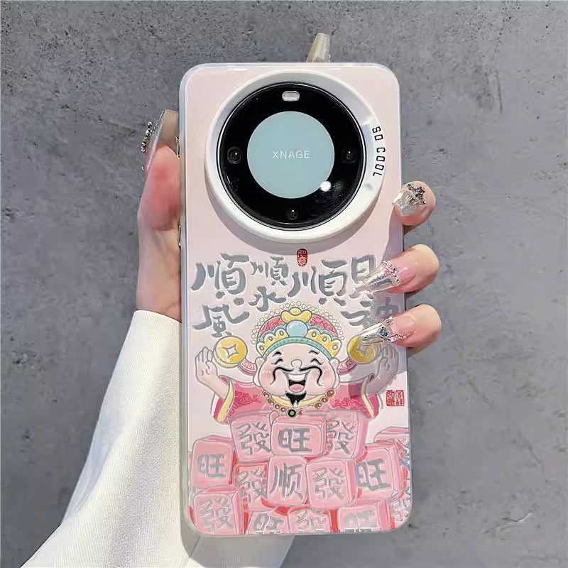 2026顺风顺水适用华为mate80promax手机壳马年新款Pura80磨砂mate70小众高级感p70创意60pro女50财神爷保护套