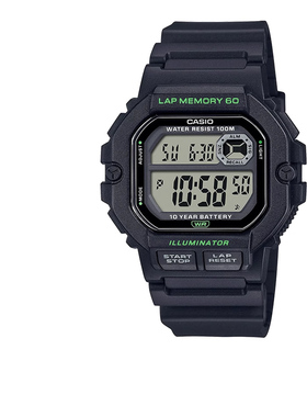 Casio卡西欧手表男官方正品复古小方表学生电子表WS-1400H-1AVDF