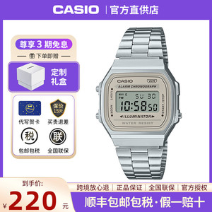 Casio卡西欧手表男官方正品防水电子复古小方表A168WA-8A