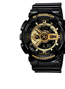 卡西欧手表男生gshock官方正品黑金防水运动学生电子表GA-110GB-1