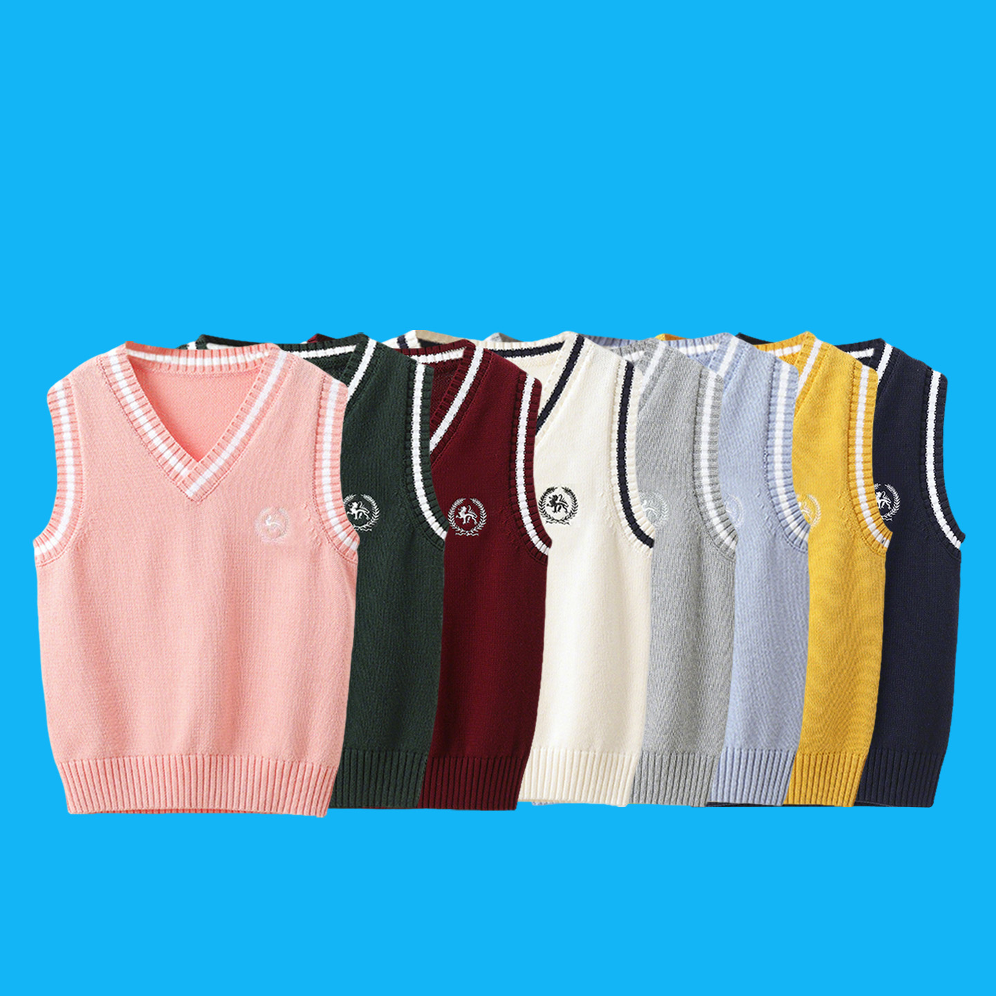 全棉针织马甲毛衣学院风春秋儿童
