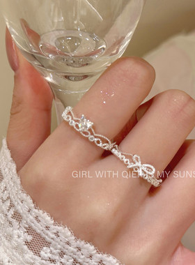 宫廷风蕾丝蝴蝶结戒指女