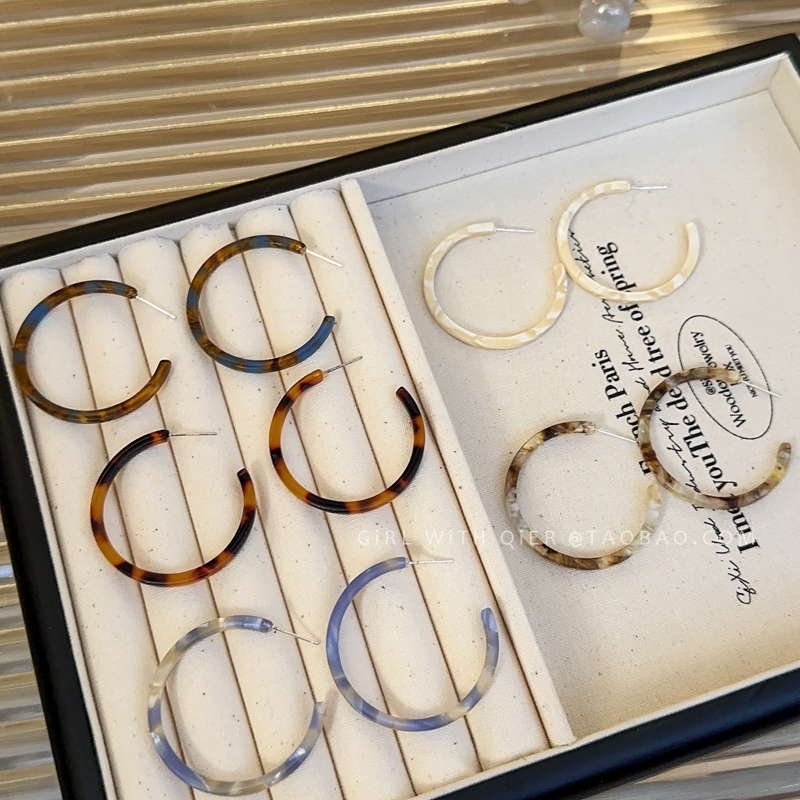 素圈大耳环圈圈女醋酸玳瑁耳圈