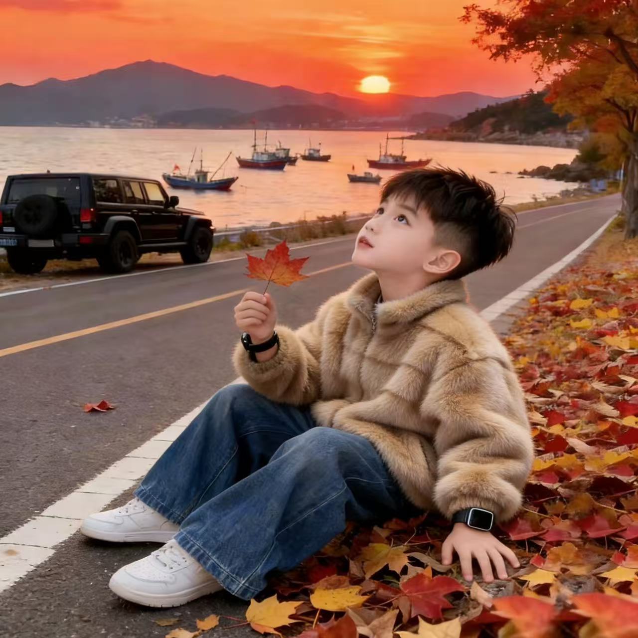 男童秋冬韩版毛毛外套保暖时尚中大童皮草夹克洋气新款潮童装外套